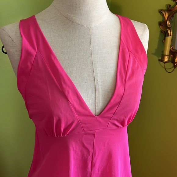vintage 70s John Kloss hot pink halter nightgown - Picture 2 of 8